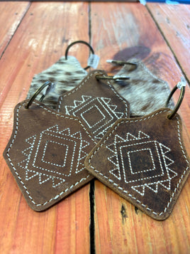 Cow hide key ring leather