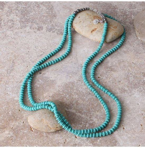 Turquoise Saucer Beaded Necklace N541