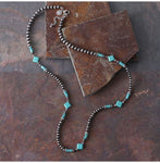 Navajo Pearl Turquoise Square Neck N1404