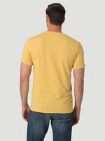 WRANGLER LONG LIVE BADGE T-SHIRT IN OCHRE HEATHER