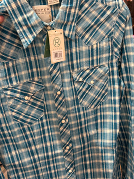 Roper shirt plaid blue 0062-0467 BU