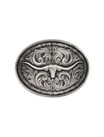 MONTANA SILVERSMITHS
Oval Longhorn Classic Antiqued Attitude Belt Buckle
61028