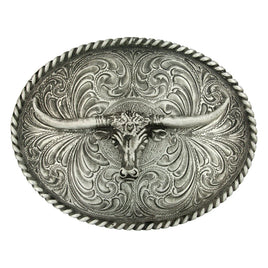 MONTANA SILVERSMITHS
Oval Longhorn Classic Antiqued Attitude Belt Buckle
61028