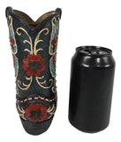 Western Cowboy Faux Tooled Leather Butterfly Cowboy Boot Pen Holder Flower Vase