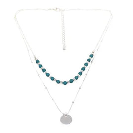 Necklace turquoise and silver double