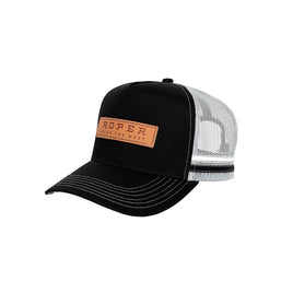 Roper Leather Logo Truckers Cap - Black