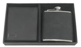 Pilbara Leather Wallet And Hip Flask