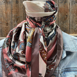 Pink & Brown Paisley Wild Rag / Scarf WR301