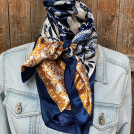 Blue Two-Toned Paisley Wild Rag / Scarf WR3300