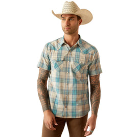 Ariat’s men’s Howland retro fit short sleeve shirt Turquoise