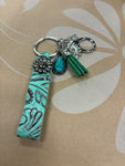 Turquoise leather key chain