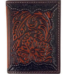 Roper Tri Fold Tooled Leather Wallet (8153100) Dark Brown