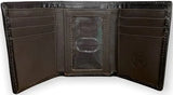 Roper Tri Fold Tooled Leather Wallet (8153100) Dark Brown