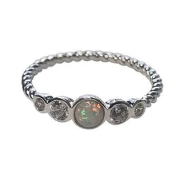 Opal with crystals white ring