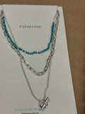 Bead and silver multilayer necklace