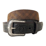 Roper Mens Belt Diamond Stitched Brown