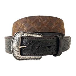 Roper Mens Belt Diamond Stitched Brown