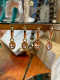 Oval pink crystal drop earrings