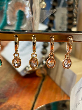 Oval crystal drop earrings