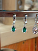 Tear drop Emerald crystal earrings