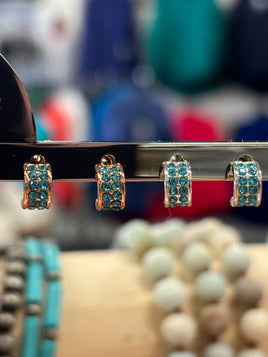 Half hoop aquamarine and crystal earrings