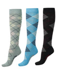 Ladies Bamboo Argyle Knee Hi Socks - 3 Pack