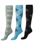 Ladies Bamboo Argyle Knee Hi Socks - 3 Pack