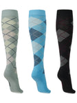 Ladies Bamboo Argyle Knee Hi Socks - 3 Pack