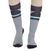 TuffRider Ladies Impulsion Knee Hi Socks: Light Charcoal/Neon Green / Standard