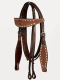 Horse Leather Headstall Breast Collar With Side Buck Stitch: Headstall & Breast Collar