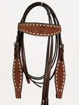 Horse Leather Headstall Breast Collar With Side Buck Stitch: Headstall & Breast Collar