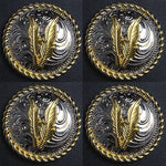 Screw Back Concho 1.5 In Silver Gold Feather Saddle Cowgirl: Set of 2