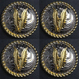 Screw Back Concho 1.5 In Silver Gold Feather Saddle Cowgirl: Set of 2