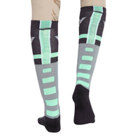 TuffRider Ladies Impulsion Knee Hi Socks: Light Charcoal/Neon Green / Standard
