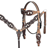 Western Horse Headstall Breast Collar Leather Brown: Headstall and breast plate