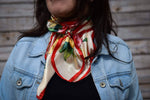 35X35"  Red Green & Gold Floral Wild Rag / Scarf WR832