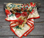 35X35"  Red Green & Gold Floral Wild Rag / Scarf WR832