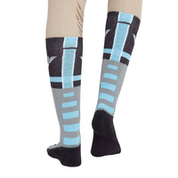 TuffRider Ladies Impulsion Knee Hi Socks: Light Charcoal/Neon Green / Standard