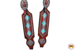 Hilason Horse One Ear Headstall Bridle Leather Turquoise