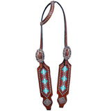 Hilason Horse One Ear Headstall Bridle Leather Turquoise