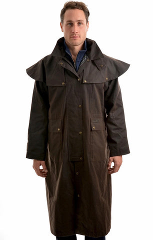 Thomas Cook Mens High Country Professional Oilskin Long Coat Rustic Mulch