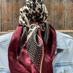 35X35" Wine Leopard Print Wild Rag/Scarf WR397