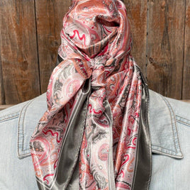 35X35"  Pink & Grey Paisley Wild Rag/Scarf WR3416