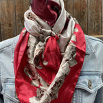 35X35"  Red & Wine Floral Wild Rag / Scarf WR592