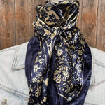 35X35"  Royal Blue & Cream Paisley Wild Rag/Scarf WR144