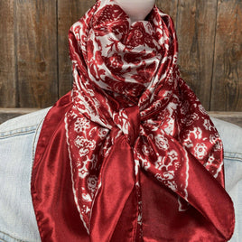 35x35"  Red & Cream Paisley Wild Rag/Scarf WR143