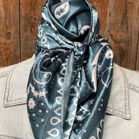 35X35"  Blue & White Paisley Wild Rag/Scarf WR3414