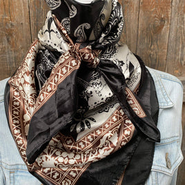 35X35" Two Tone Black Paisley Wild Rag / Scarf WR2559