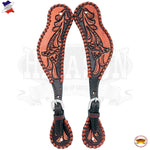 Hilason Horse Spur Strap American Leather Brown Floral