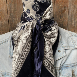 35X35" Two Tone Navy Paisley Wild Rag / Scarf WR2561